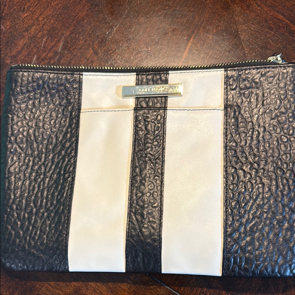 Cole Haan Black and White Clutch with Textured Design